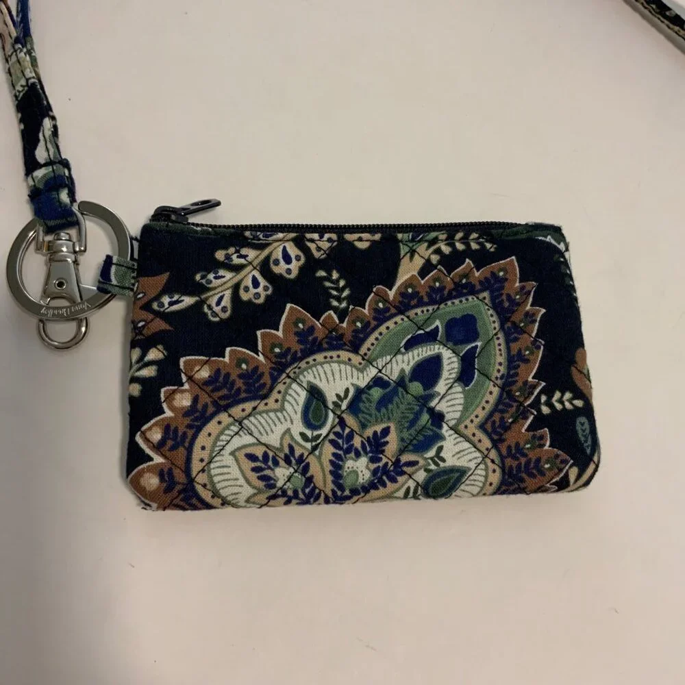 Vera Bradley Lanyard Zip ID Case With Keyring Retired Print